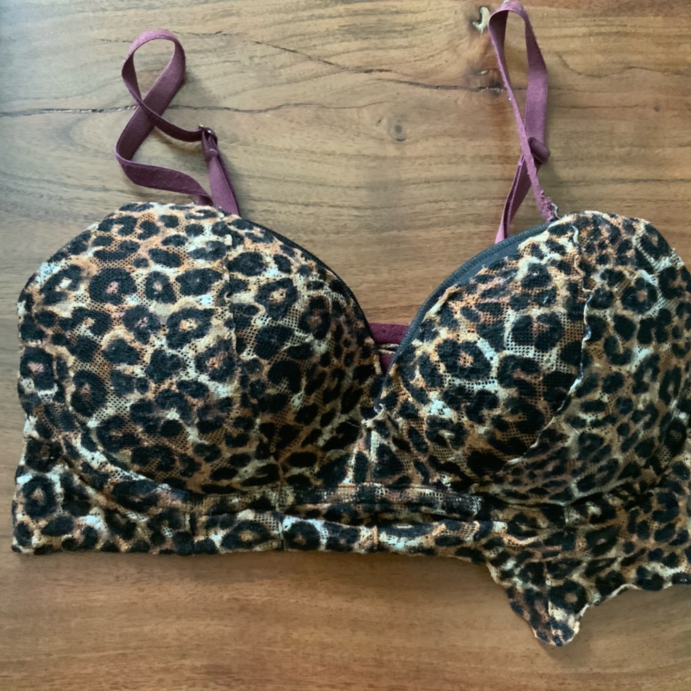 Victoria's Secret PINK Cheetah Animal Print Lace Push Up Bra Size Small